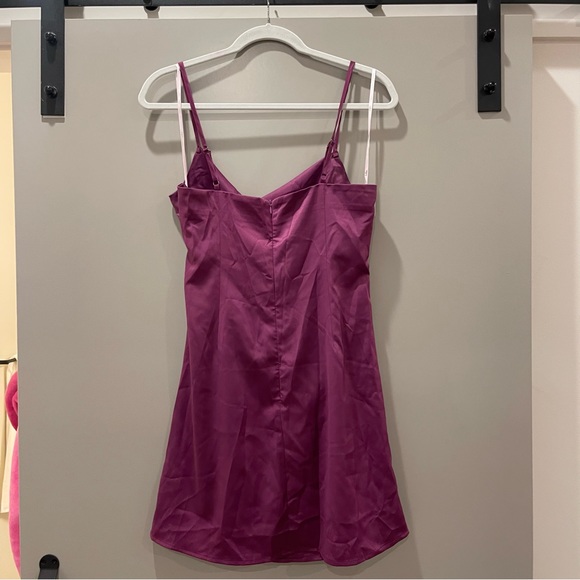 SOLD - Hollywood Plum Purple Satin Mini Dress - Picture 6 of 6